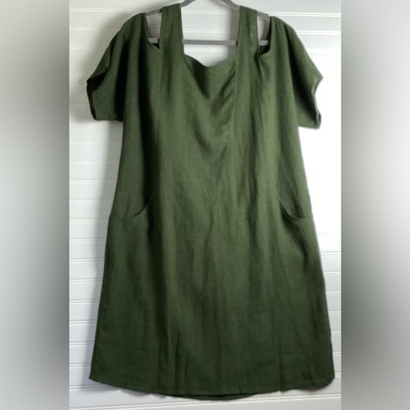 Soft Surroundings Emelia Dress Cold Shoulder Linen Blend Size Medium - Picture 6 of 9